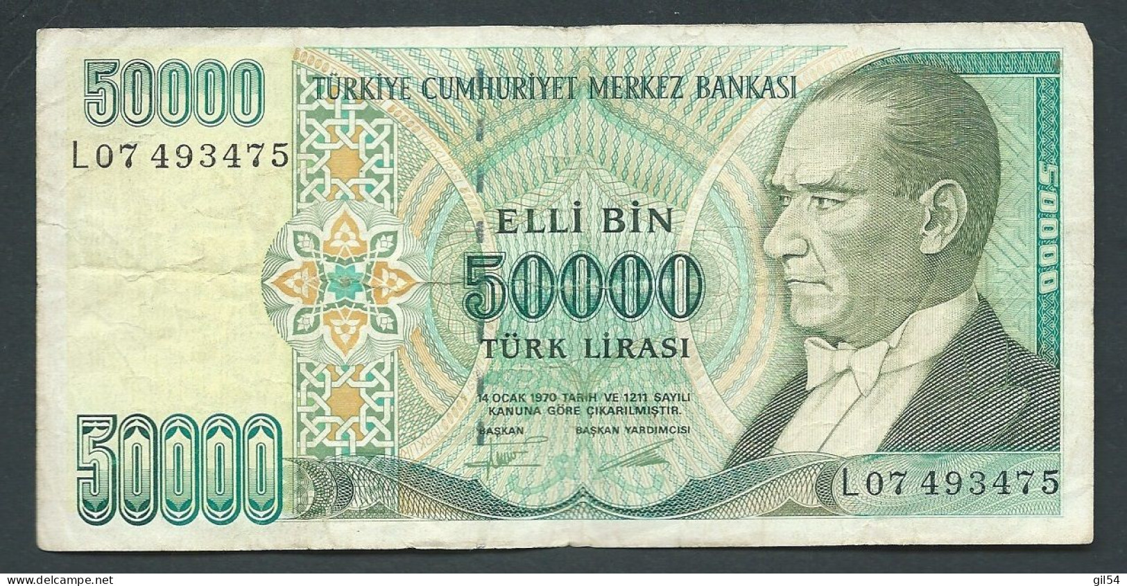 Turquie -turkey 50000 Lira  - 14/10 /1970 - L07493475  - Laura 13801 - Turquie