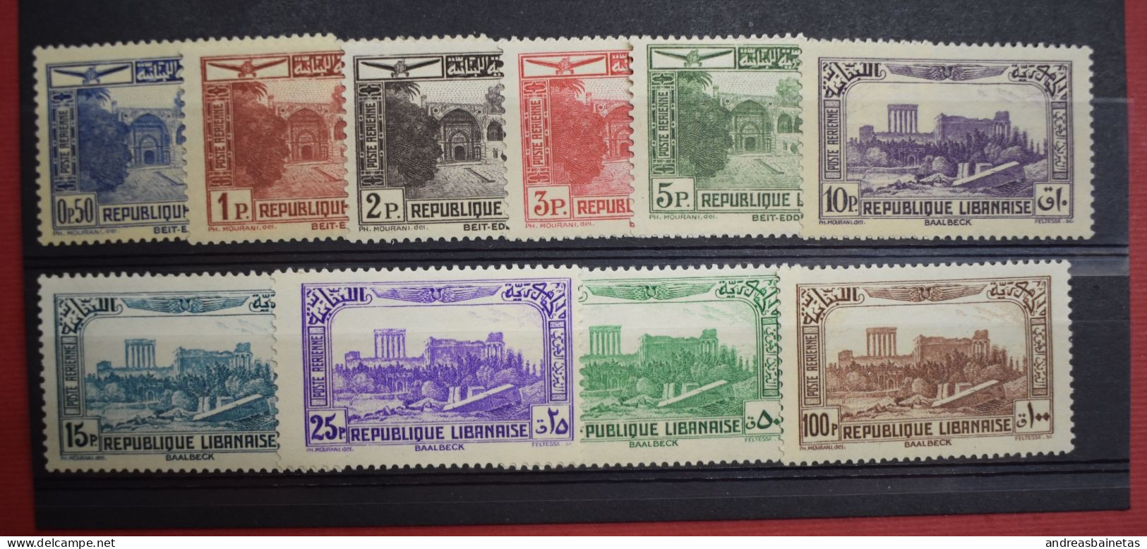 Stamps Lebanon 1937 -1940 Airmail - Beit Ed-Dine Palace And Acropolis Of Baalbek MNH - Lebanon