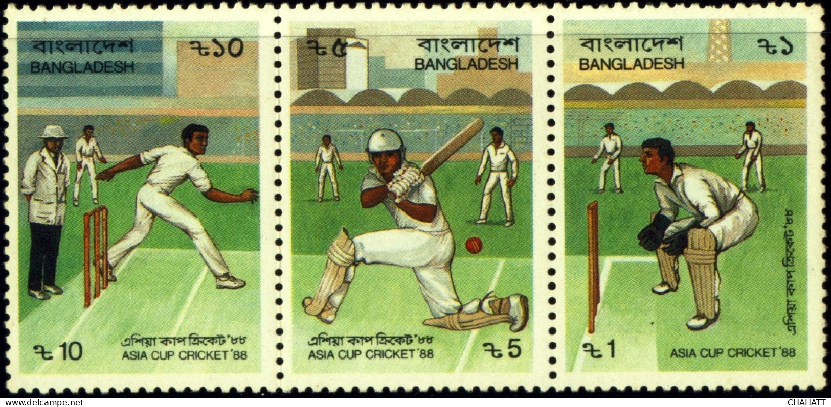SPORTS- CRICKET- ASIA CUP 1988- SETEANT SET OF 3- BANGLADESH- MNH- -A5-105 - Cricket