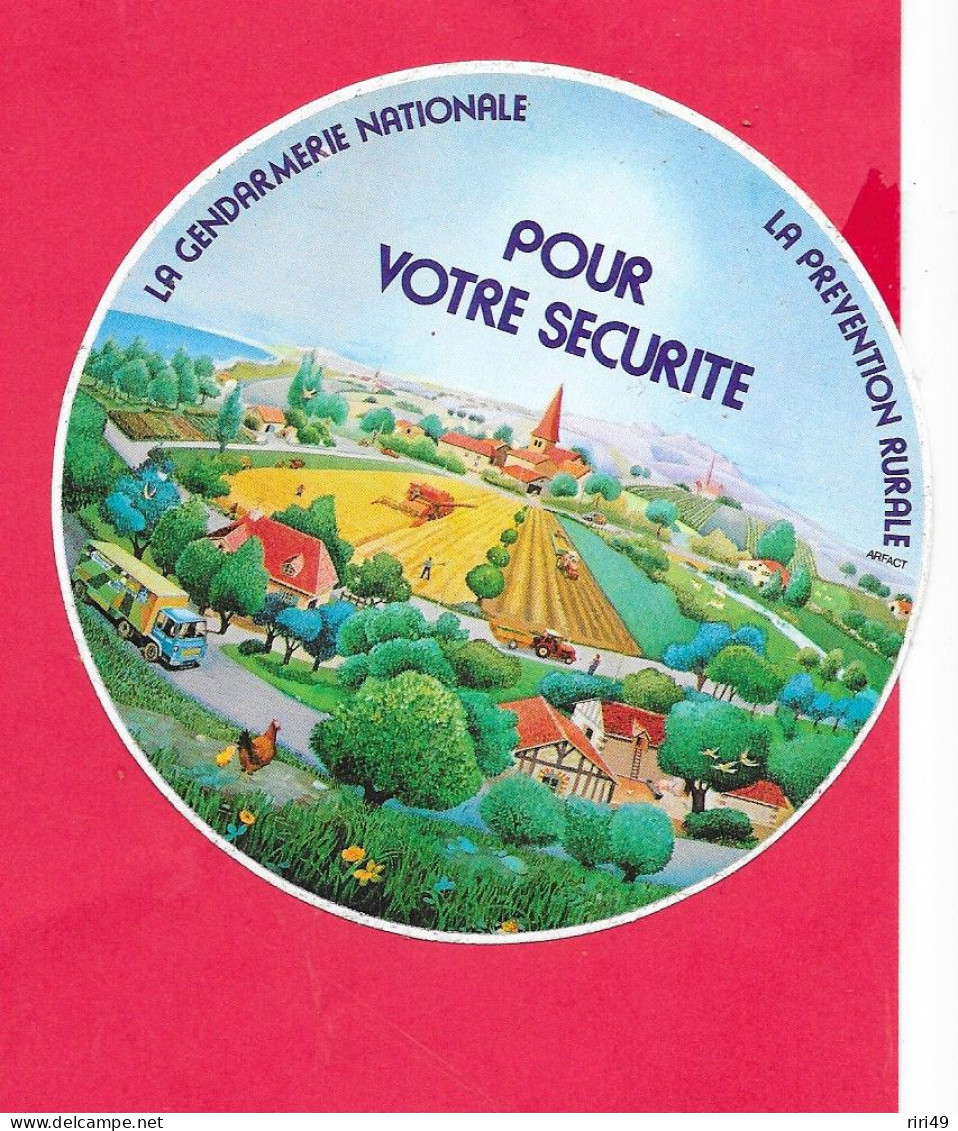 Autocollant  Gendarmerie Nationale, La Prévention Rurale "Pour Votre Sécurité" VOIR SCANNE, Diam 10cm - Stickers