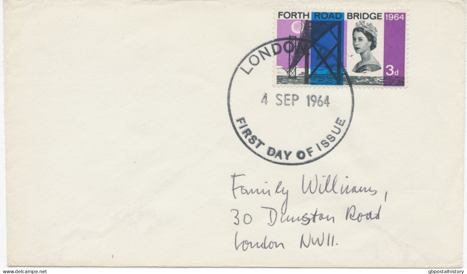 GB VILLAGE POSTMARKS 1964 FDC Forth Road Bridge 3d CDS 37mm  LONDON.W.C. / FIRST DAY OF ISSUE - Lettres & Documents