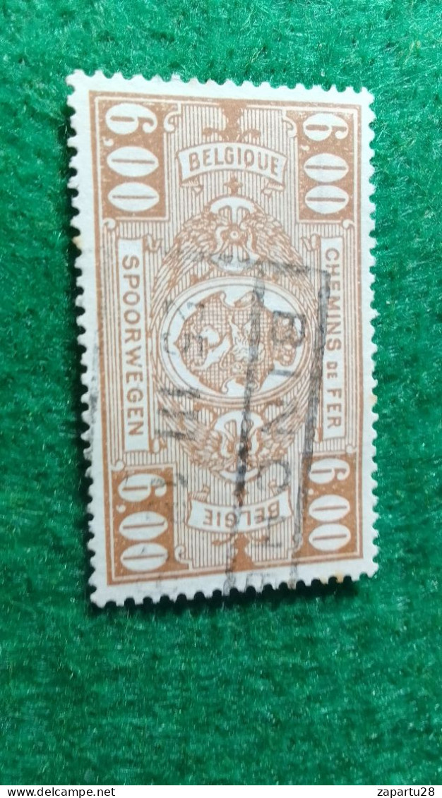 BELÇİKA-   DEMİRYOLU PAKET  POSTASI --1915-22-   6 FR.   DAMGALI - Used