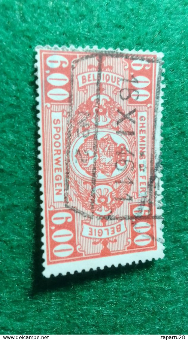 BELÇİKA-   DEMİRYOLU PAKET  POSTASI --1915-22-   6 FR.   DAMGALI - Used