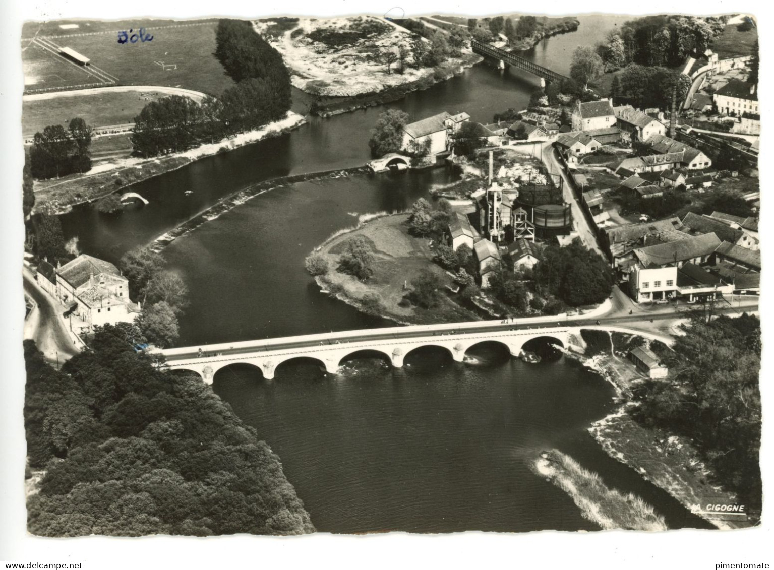 EN AVION SUR DOLE NOUVEAU PONT SUR LE DOUBS USINE A GAZ - Dole