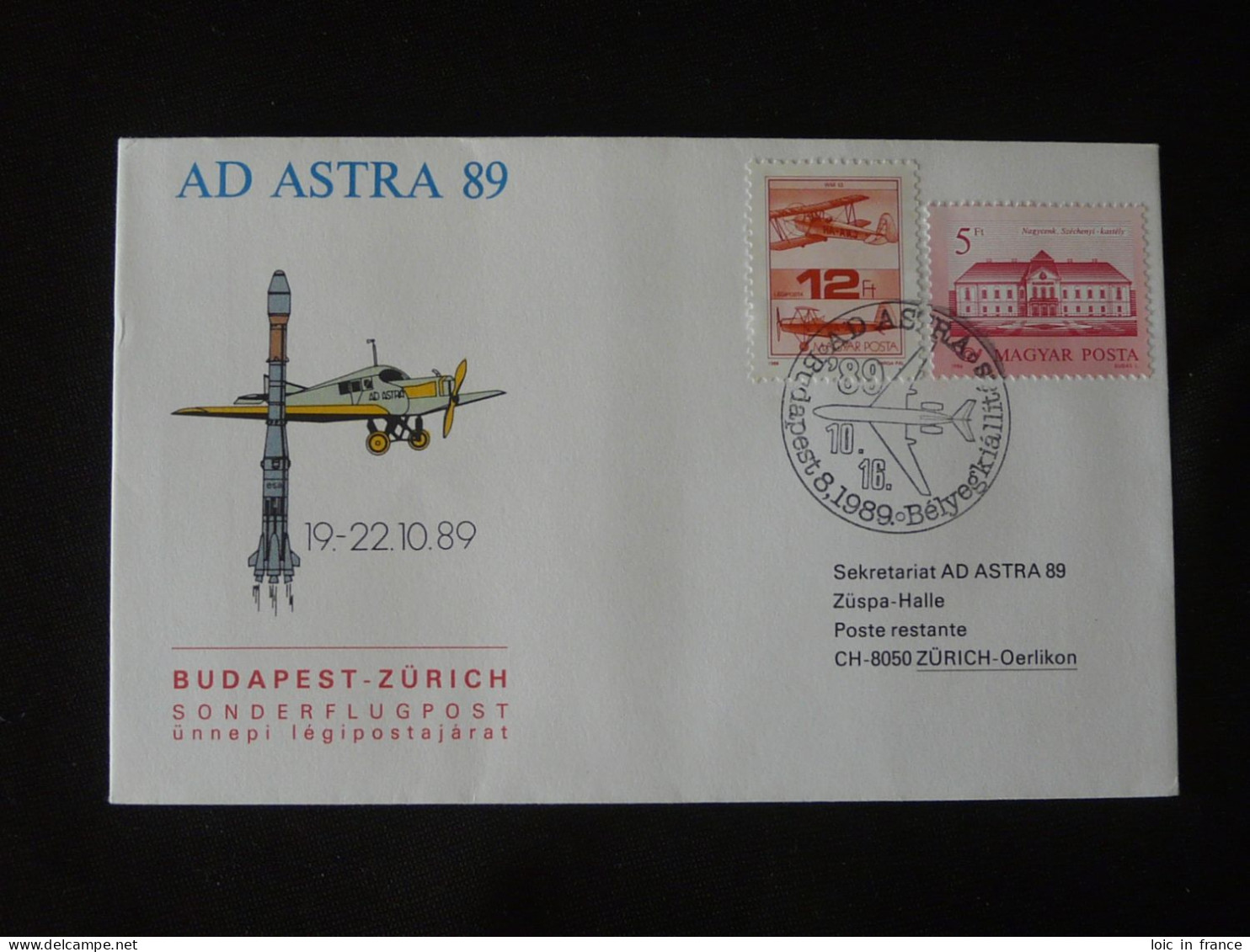 Lettre Premier Vol First Flight Cover Budapest Zurich On AD Astra 89 Hungary 1989 - Lettres & Documents