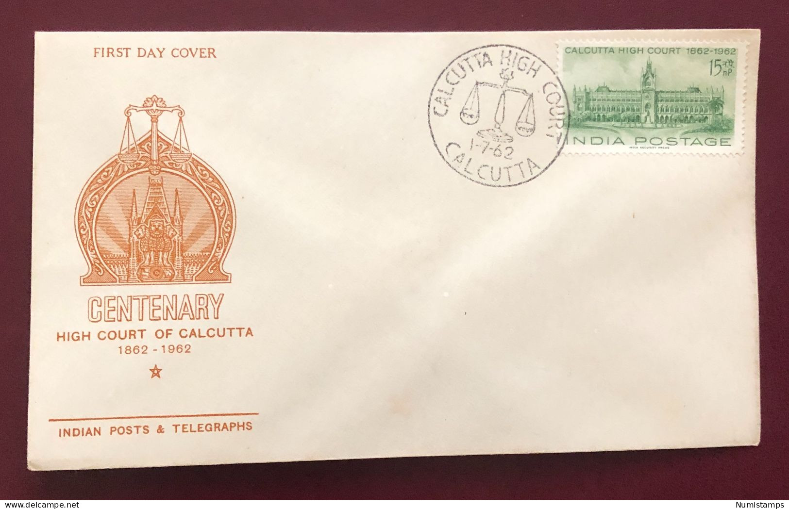 India - 1962 - FDC - Calcutta High Court - FDC