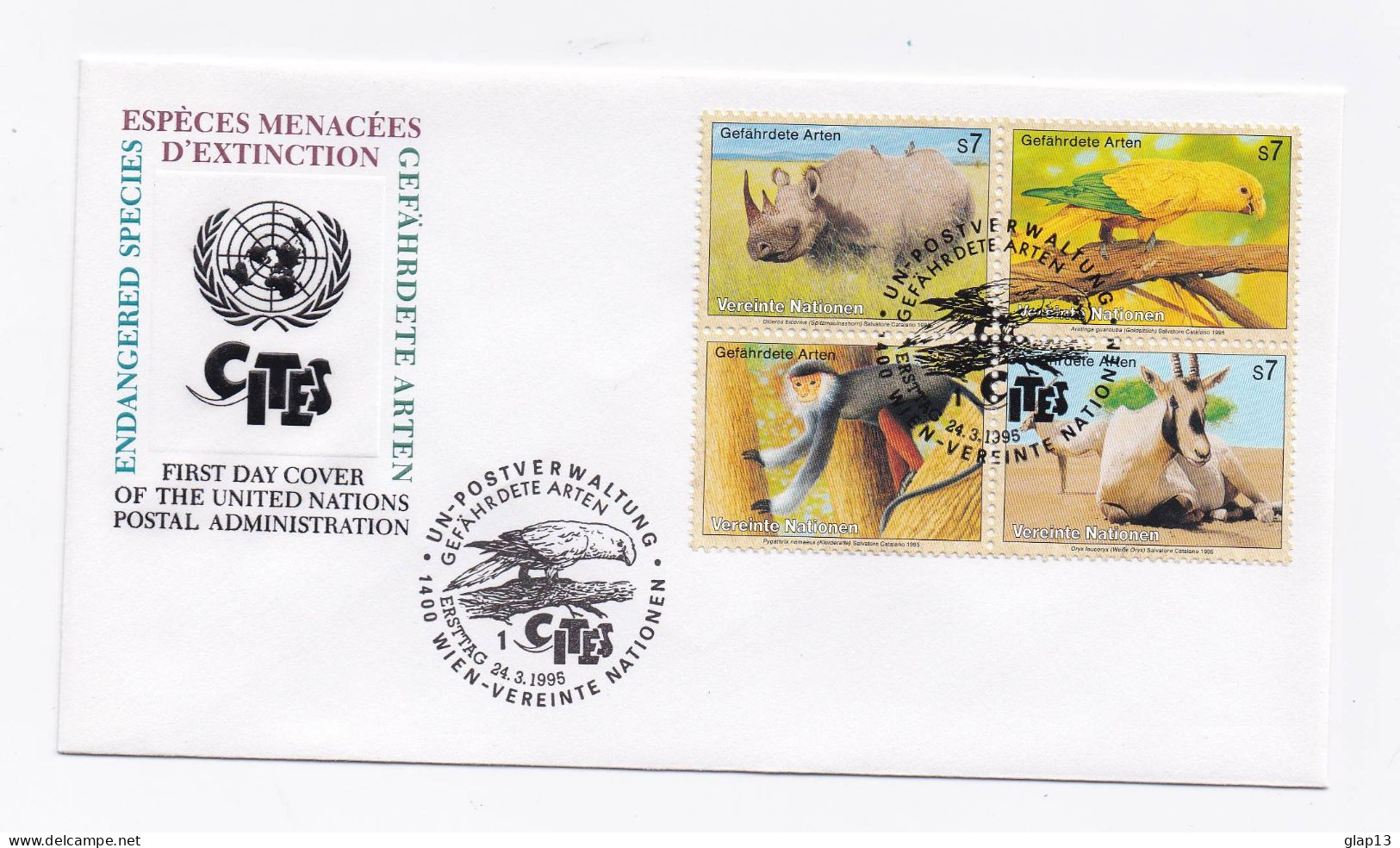 FDC DE VIENNE DU 24/03/1995 ANIMAUX - FDC