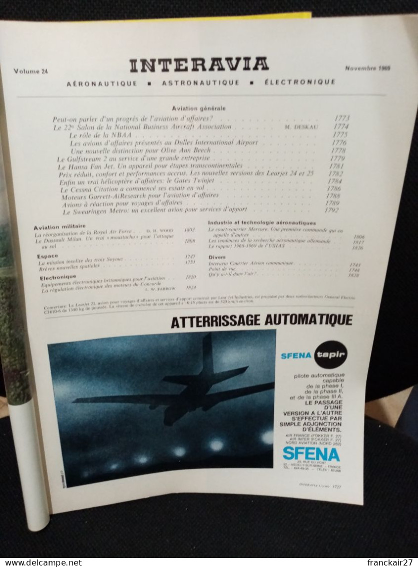 INTERAVIA 11/1969 Revue Internationale Aéronautique Astronautique Electronique - Luftfahrt & Flugwesen