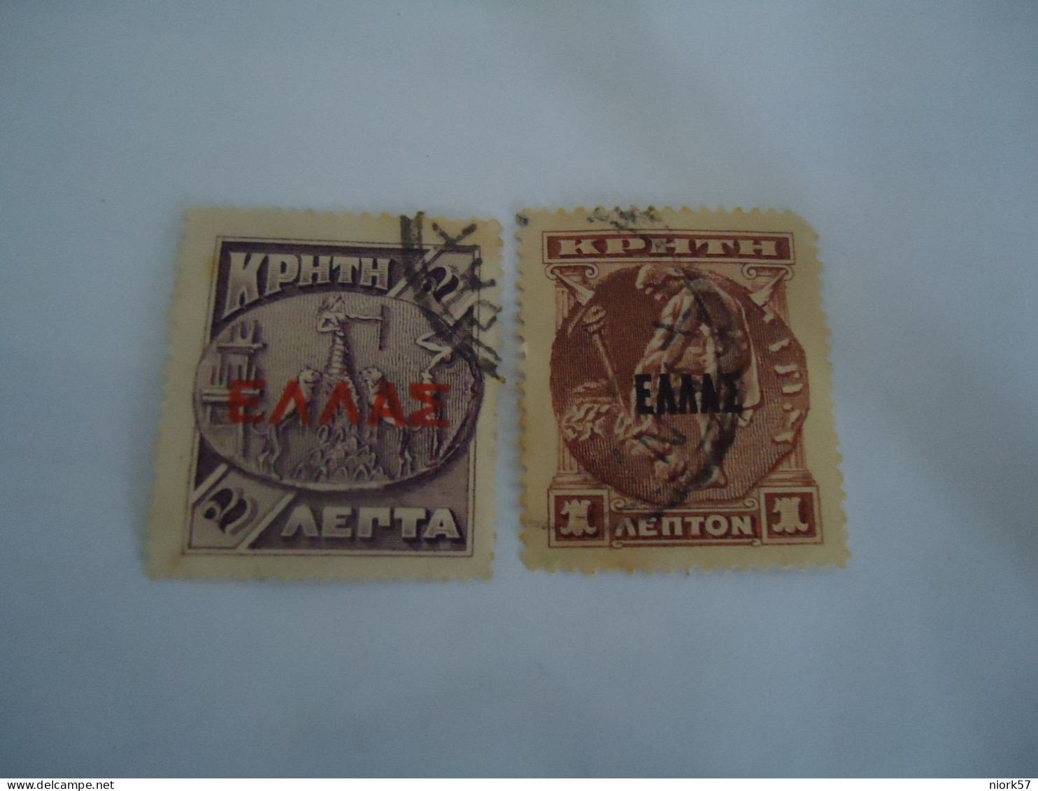 GRETE  GREECE USED 2  STAMPS  ELLAS - Crète