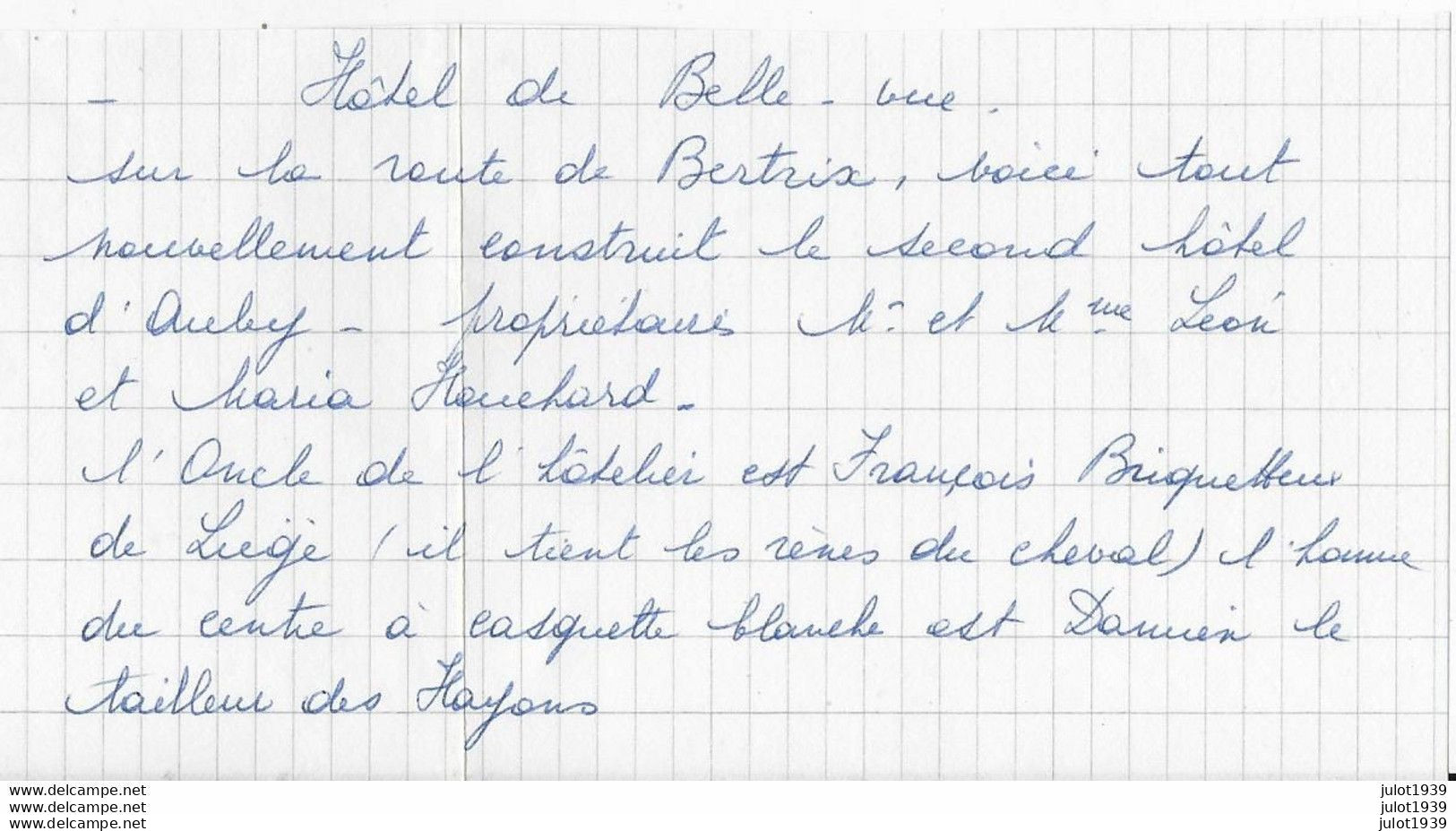 AA+ ....  AUBY . BERTRIX . CUGNON ..-- HOTEL De BELLE - VUE . 1903 Vers PARIS . Voir DOCUMENT Annexé !!! - Bertrix