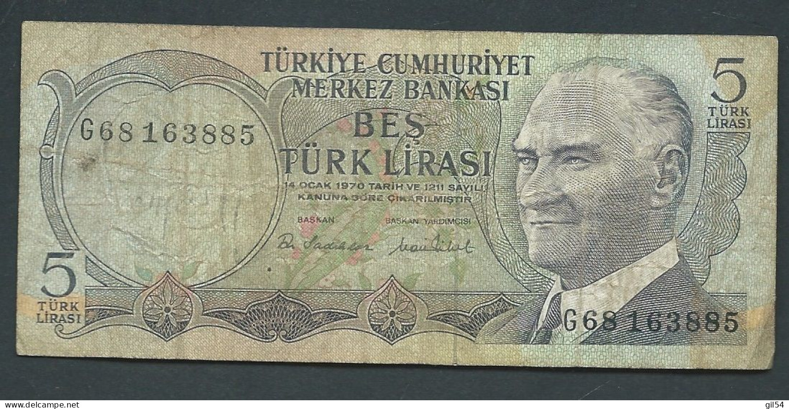 Turquie  /  TURKEY 5 LIRASI L. 1970  - G68163885 - Laura 13804 - Turkey