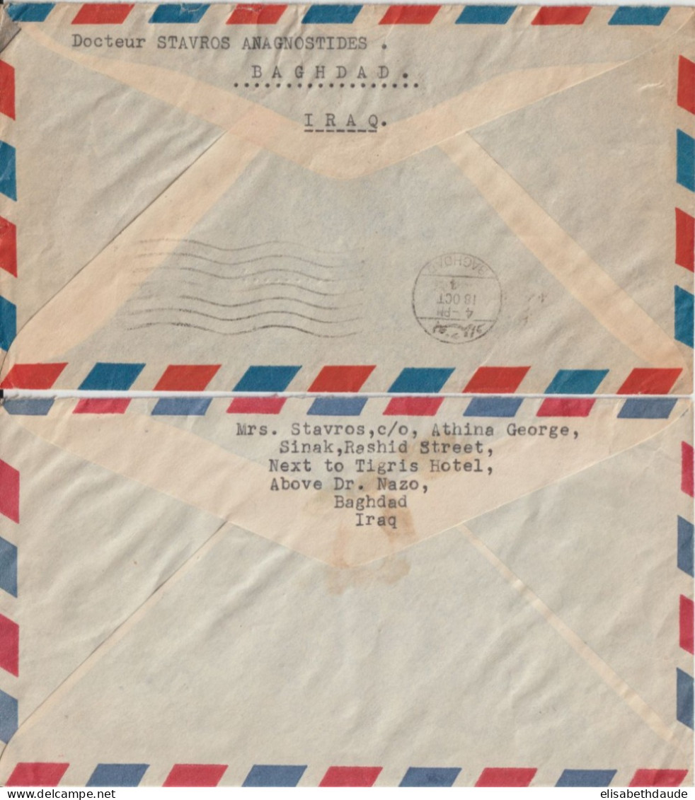 IRAQ - 1945+1952 - 2 ENVELOPPES AVION De BAGHDAD => CONSUL De GRECE à NICE - Iraq