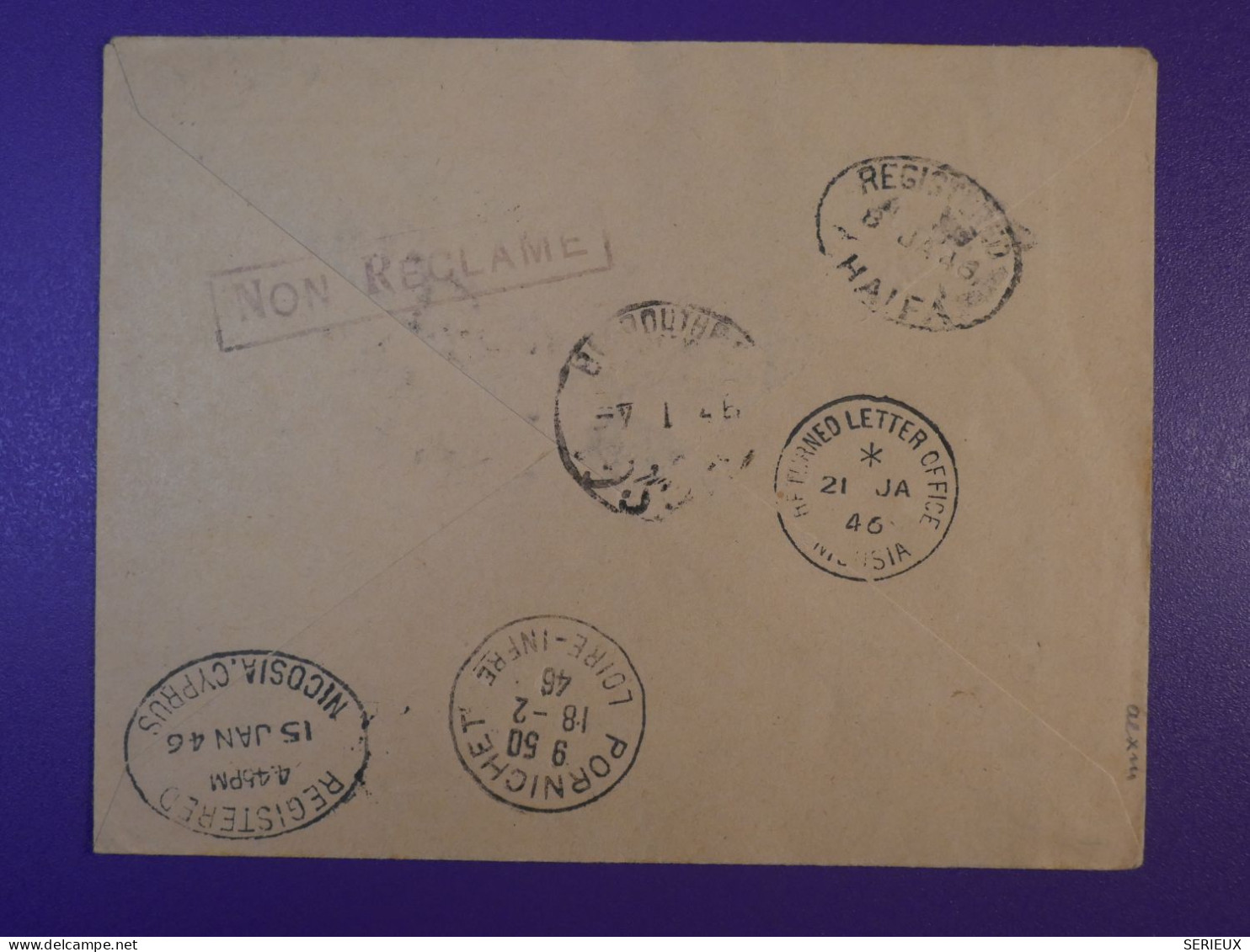 DG5   FRANCE   BELLE LETTRE RARE  1946 PORNICHET A L ILE DE NICOSIA  +AEROPHILATELIE +AFF. INTERESSANT+++ - 1927-1959 Lettres & Documents