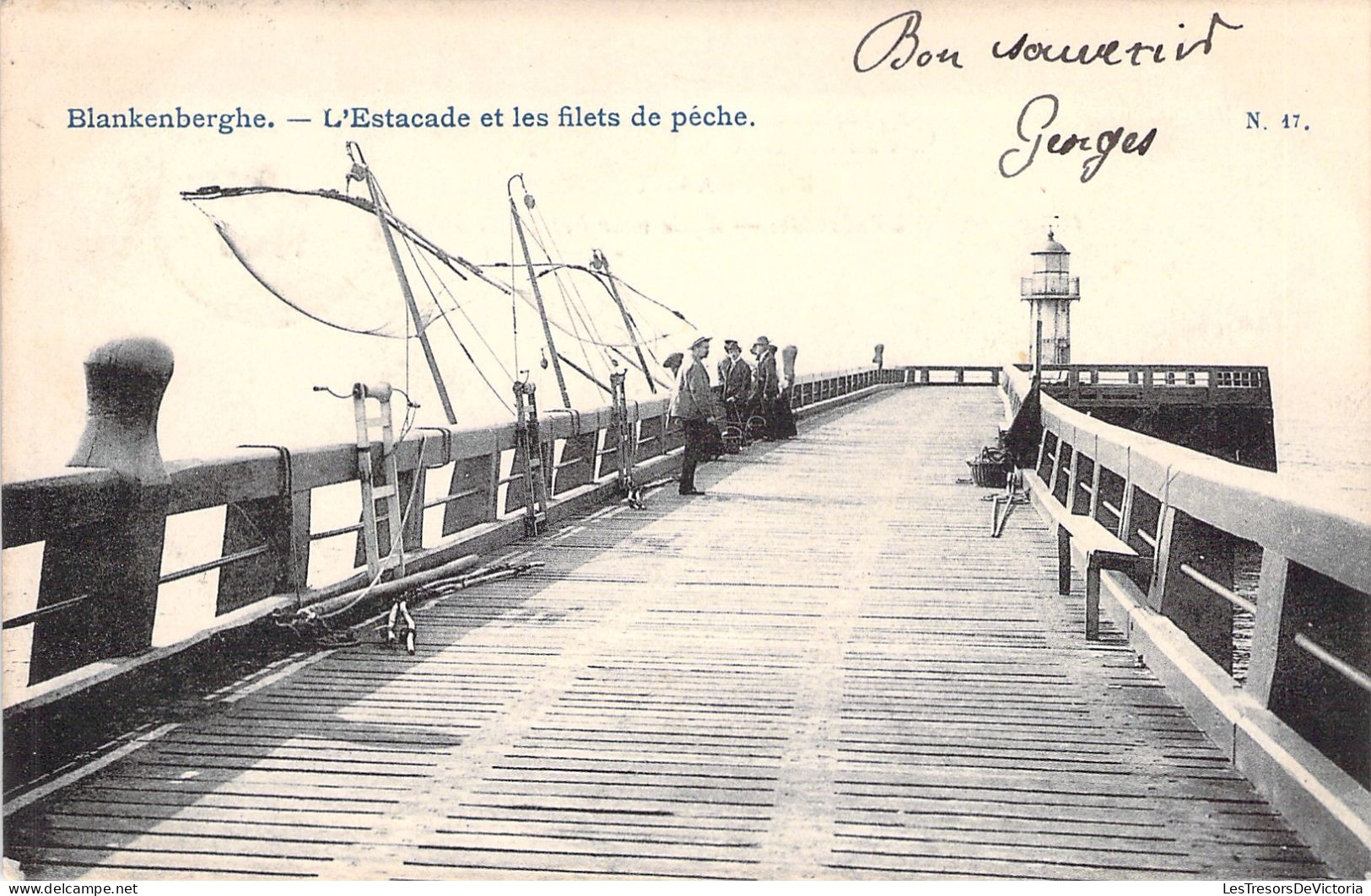 BELGIQUE - Blankenberghe - L'estacade Et Les Filets De Peche - Pecheurs - Carte Postale Ancienne - Blankenberge