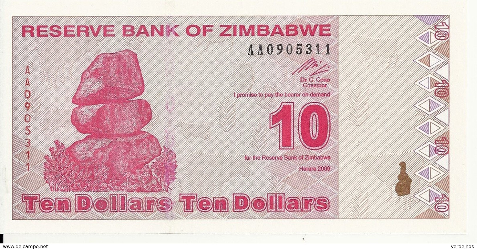 ZIMBABWE 10 DOLLARS 2009 UNC P 94 - Simbabwe