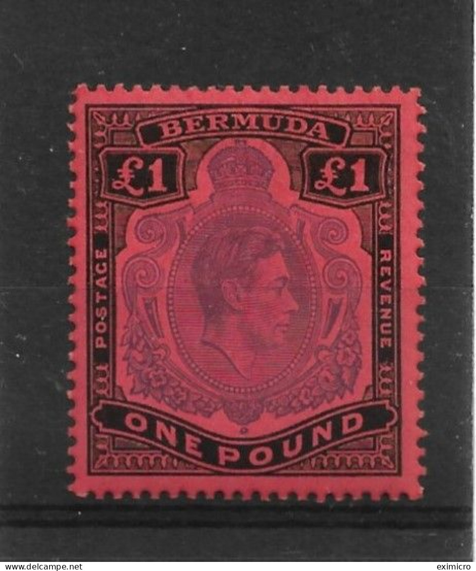 BERMUDA 1952 £1 BRIGHT VIOLET AND BLACK/SCARLET SG 121e PERF 13 LIGHTLY MOUNTED MINT Cat £180 - Bermuda