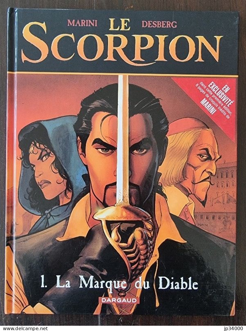 Le Scorpion (Marini) Tome 1 (La Marque Du Diable) - EO 2000 + 8 Pages De Croquis - Scorpion, Le