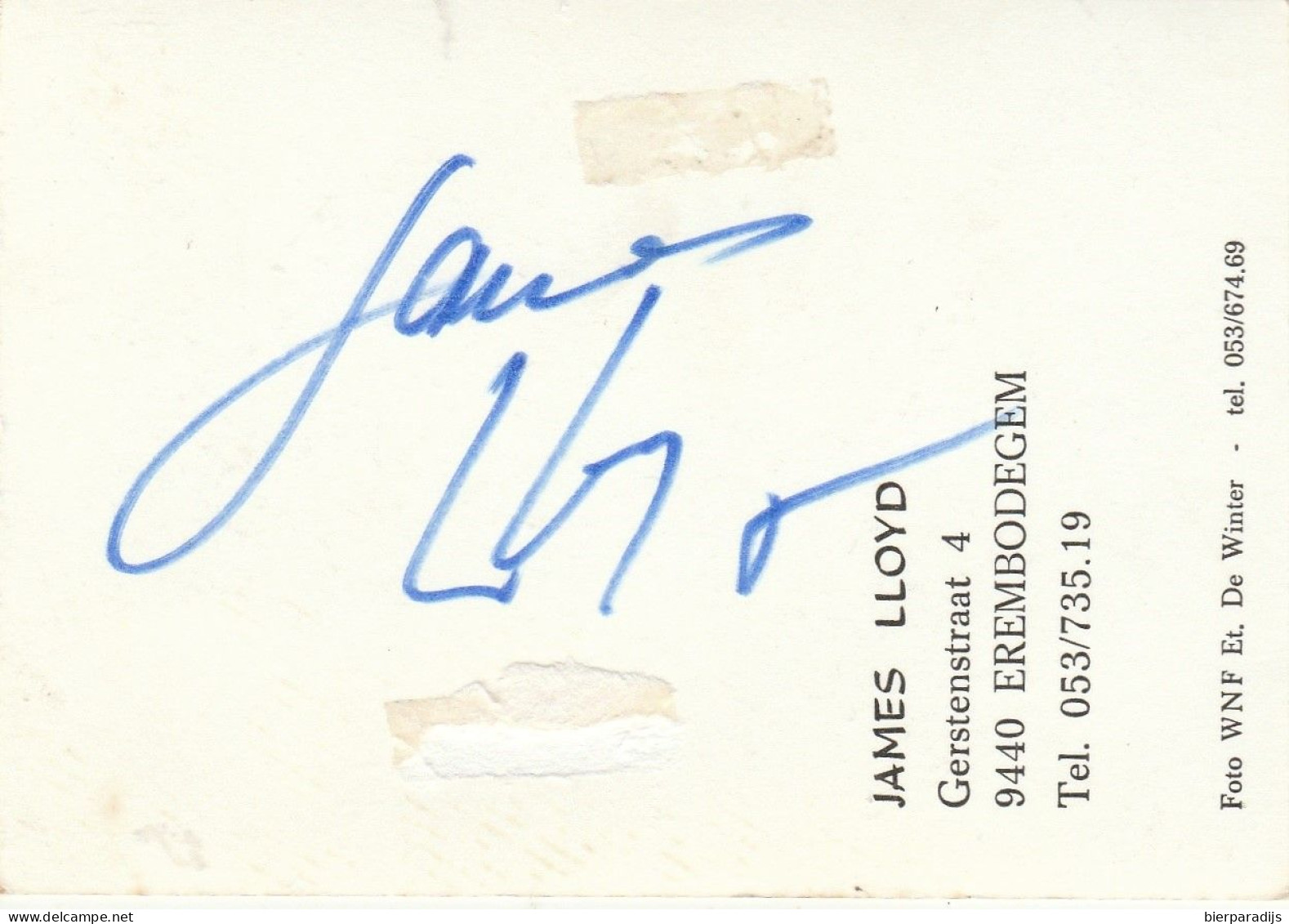 JAMES  LLOYD  - WAS  INGEKLEEFT  10,5 X7,3  Cm - Autogramme