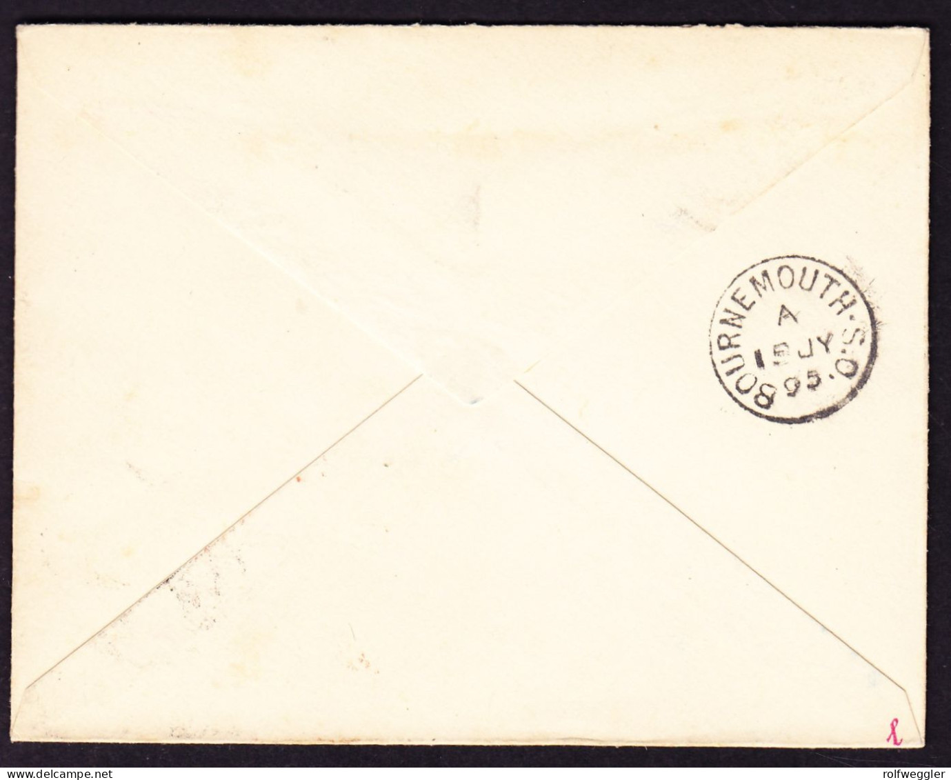 1895 8c GZ Brief, Registered LONDON Nach Bournemouth. Ankunftsstempel Rückseitig. - Seychelles (...-1976)