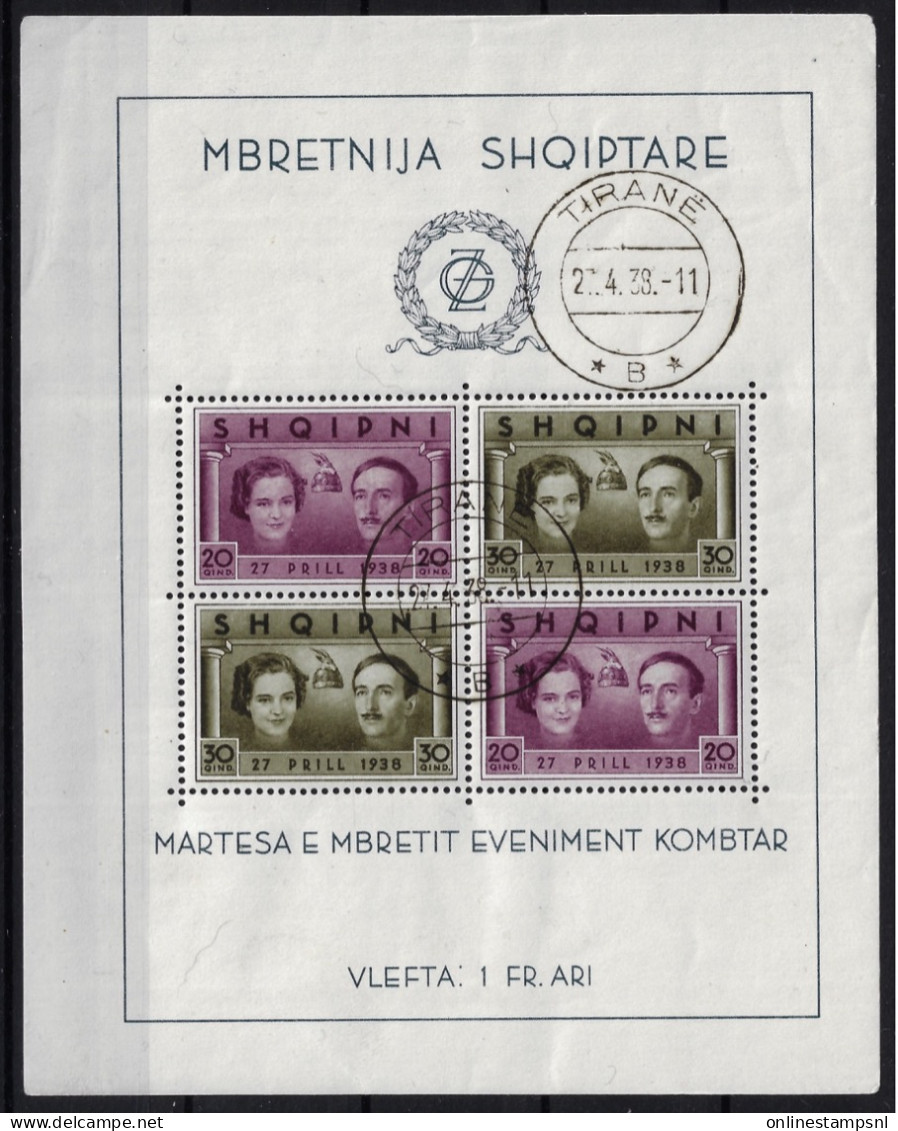 Albania Mi Block Nr 2  1938 Used , Cancelled, Obl. - Albanie