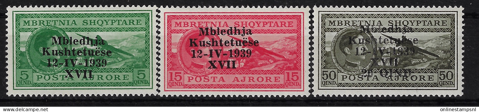 Albania Mi 295 - 297 Airmail  1939 MNH/** Sans Charniere. Postfrisch - Albanie