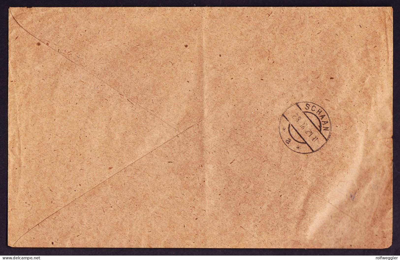 1921 Amtsbrief Aus Vaduz Nach Schaan. Schweizer Portomarke 20 Rp, Gestempelt SCHAAN. (Porto Bei Adresse) - Briefe U. Dokumente