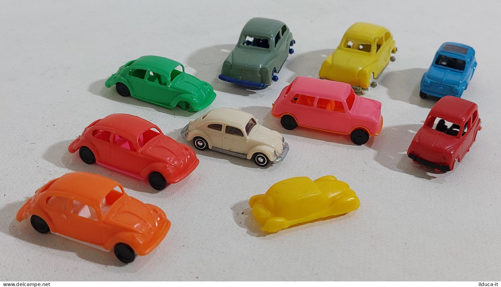 57581 Cs9 Lotto 10 Modellini Plastica 1/77 ? - Volkswagen / FIAT 500 / Innocenti - Andere & Zonder Classificatie