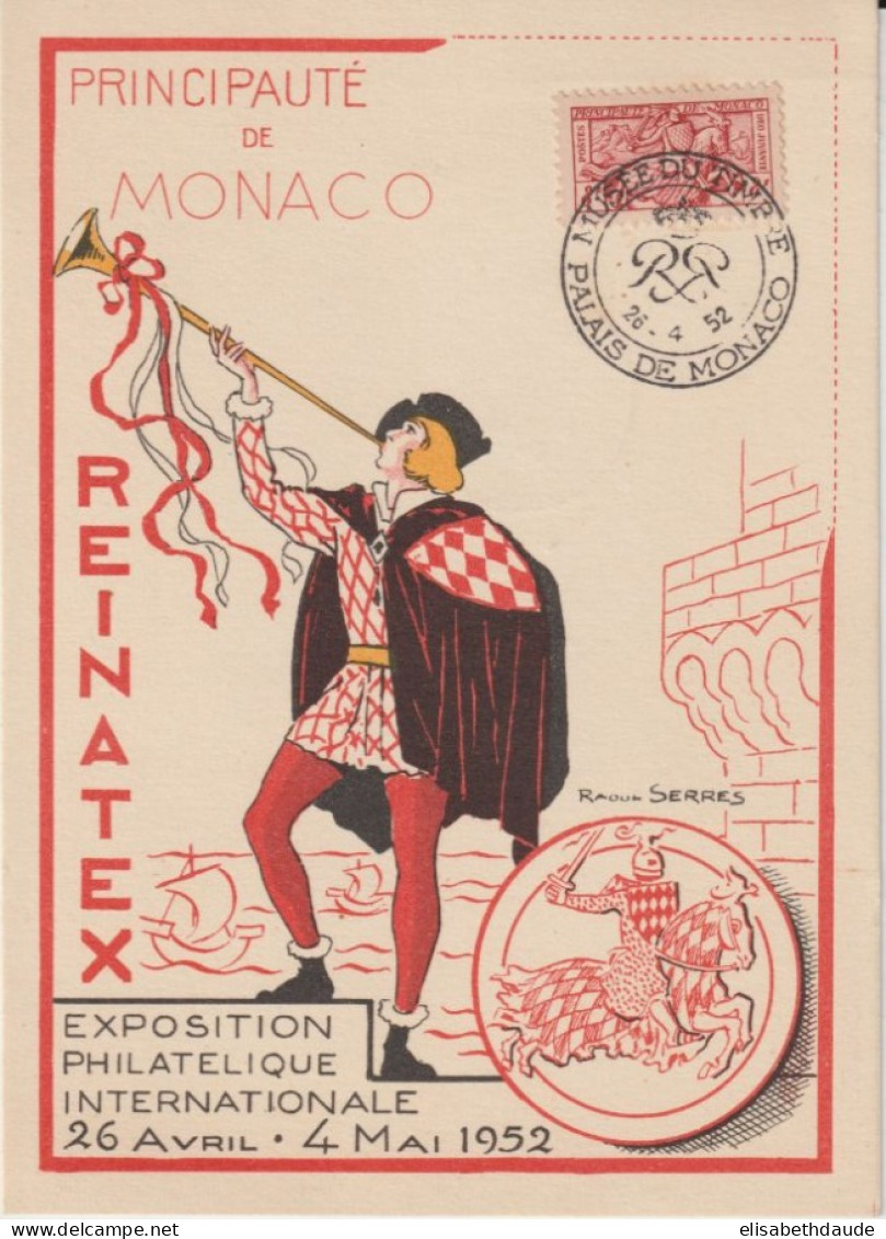 MONACO - 1952 - CARTE ILLUSTREE EXPOSITION REINATEX ! - Brieven En Documenten