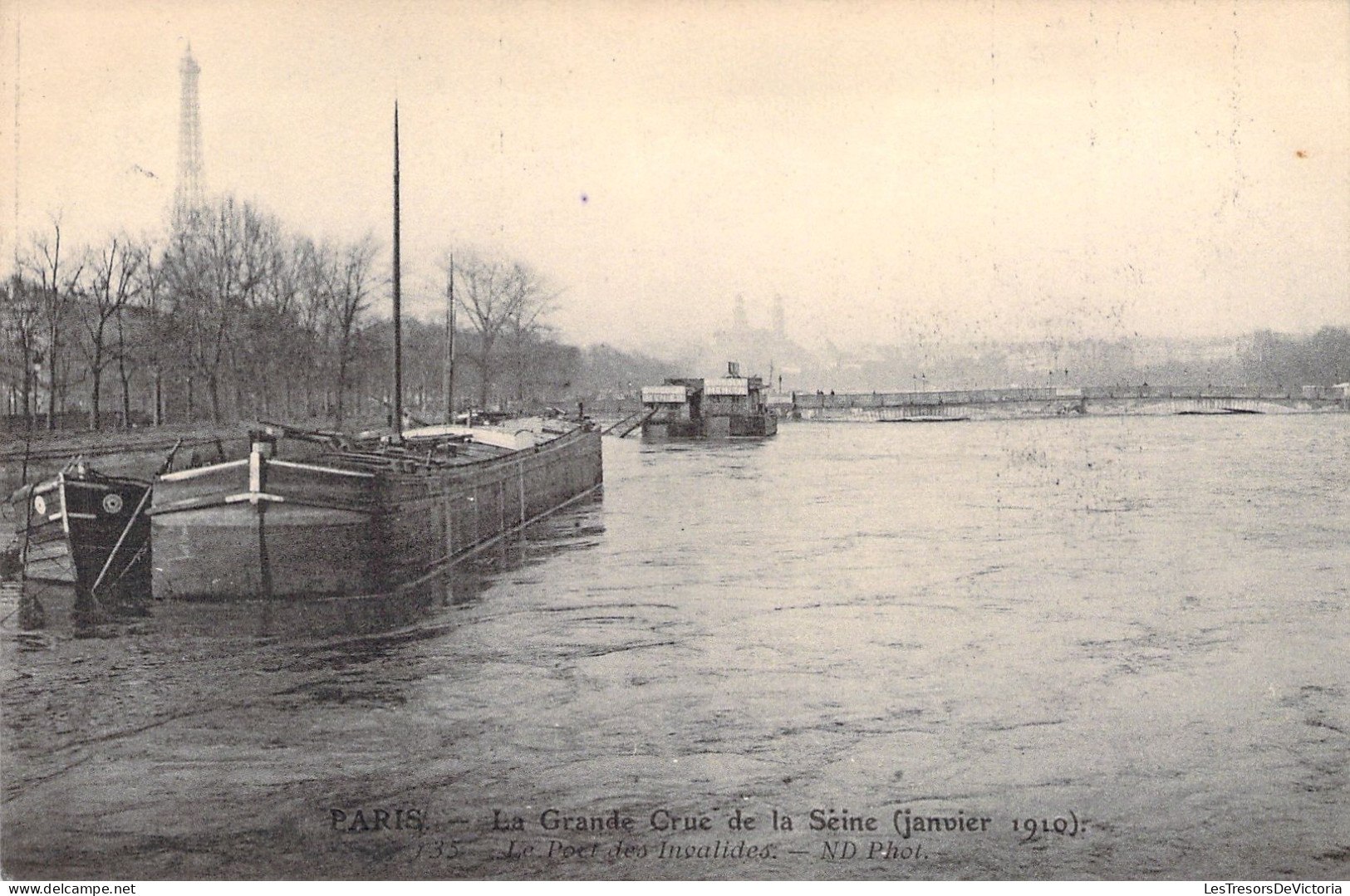 FRANCE - Paris - La Grande Crue De La Seine - Le Pont Des Invalides - Carte Postale Ancienne - The River Seine And Its Banks