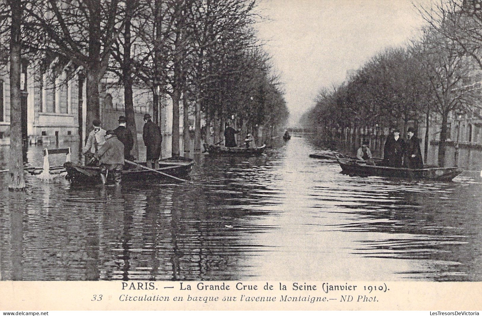 FRANCE - Paris - La Grande Crue De La Seine - Circulation En Barque Sur L'avenue Montaigne - Carte Postale Ancienne - Die Seine Und Ihre Ufer