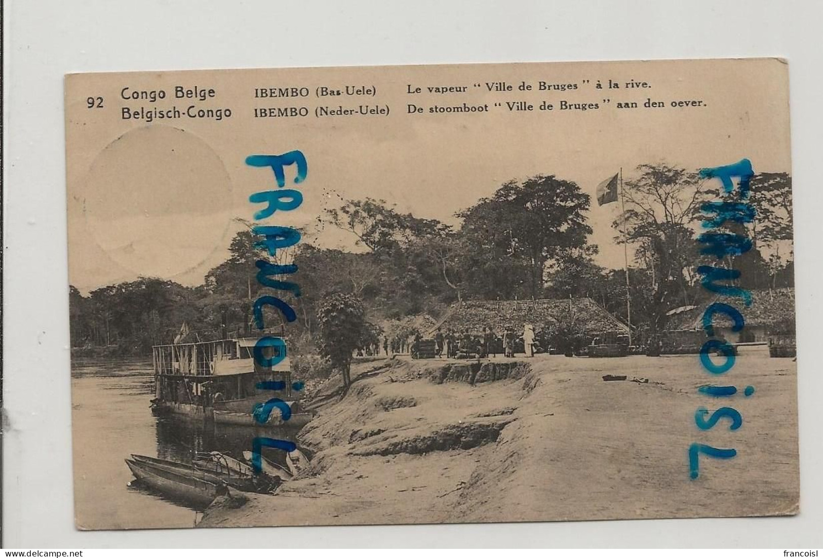 Congo Belge. Ibembo. Bas Uele. Le Vapeur " Ville De Bruges" à La Rive. 1924 - Congo Belge