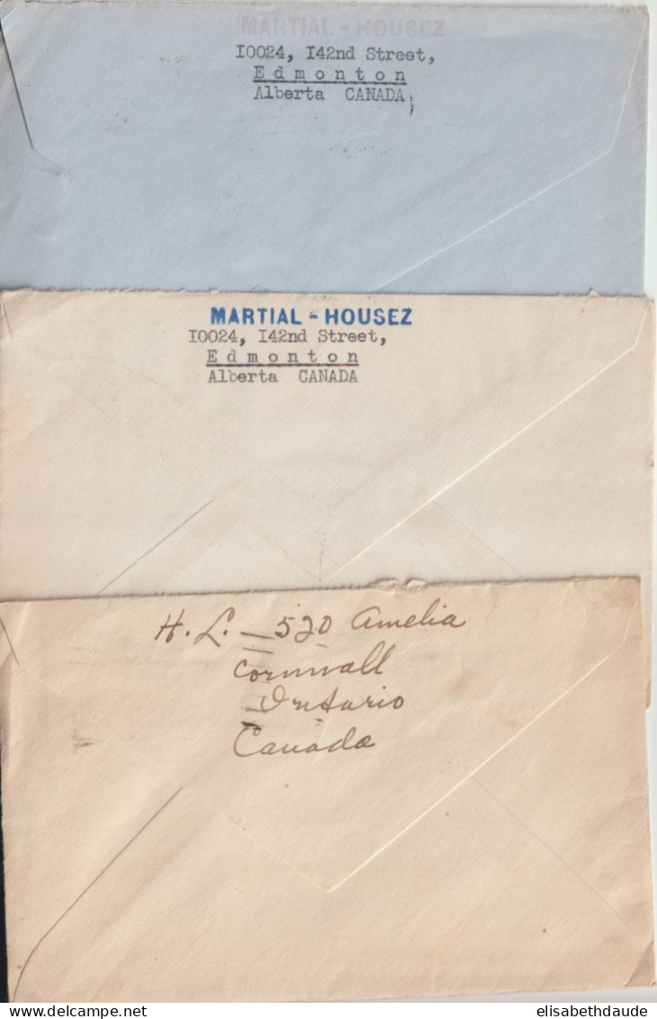 CANADA - 1948/1949 - 3 ENVELOPPES Par AVION De EDMONTON/VANCOUVER/CORNWALL => NICE - Covers & Documents