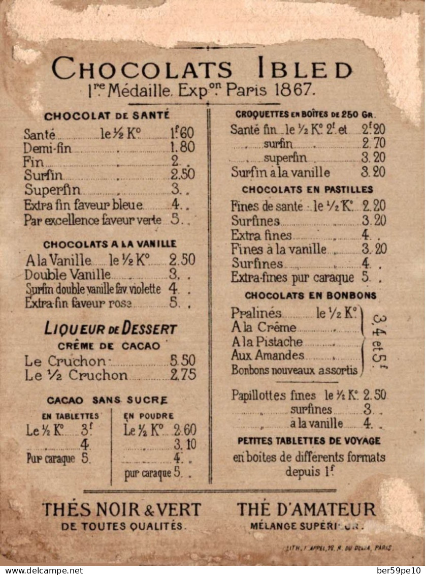 CHROMO CHOCOLAT IBLED PARIS MONDICOURT  / EST-IL PERMIS PAR VOTRE MALADRESSE DE GATER UNE AUSSI BONNE SAUCE - Ibled