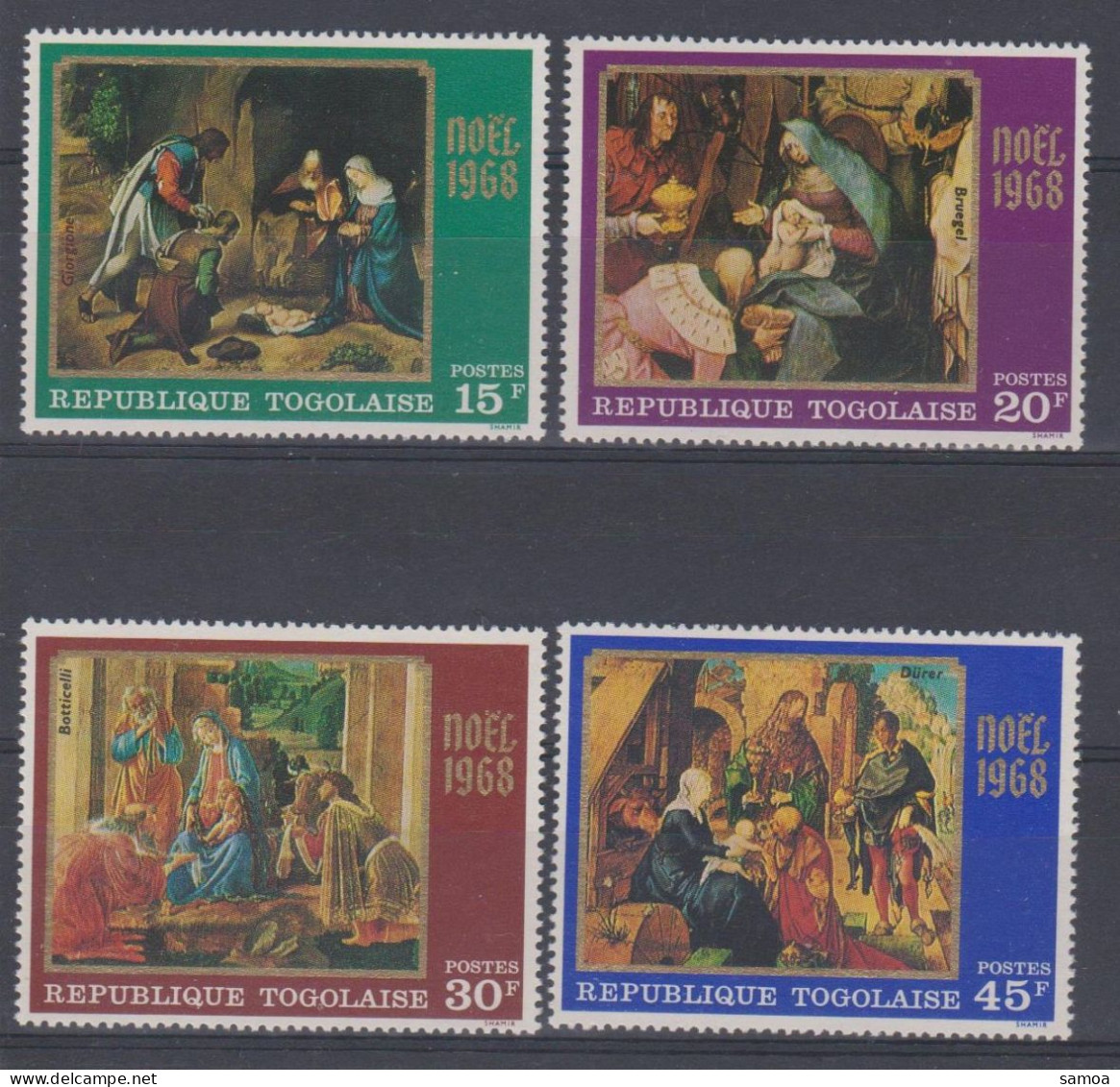 Togo 1968 593-96 ** Tableaux Giorgione Brueghel L’Ancien  - Togo
