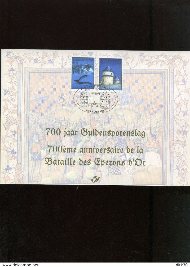 Belgie 2002 3088/89 HK3088/89 Horses Guldensporenslag Bataille Des Eperons D'or Kortrijk 1302 - Cartes Souvenir – Emissions Communes [HK]