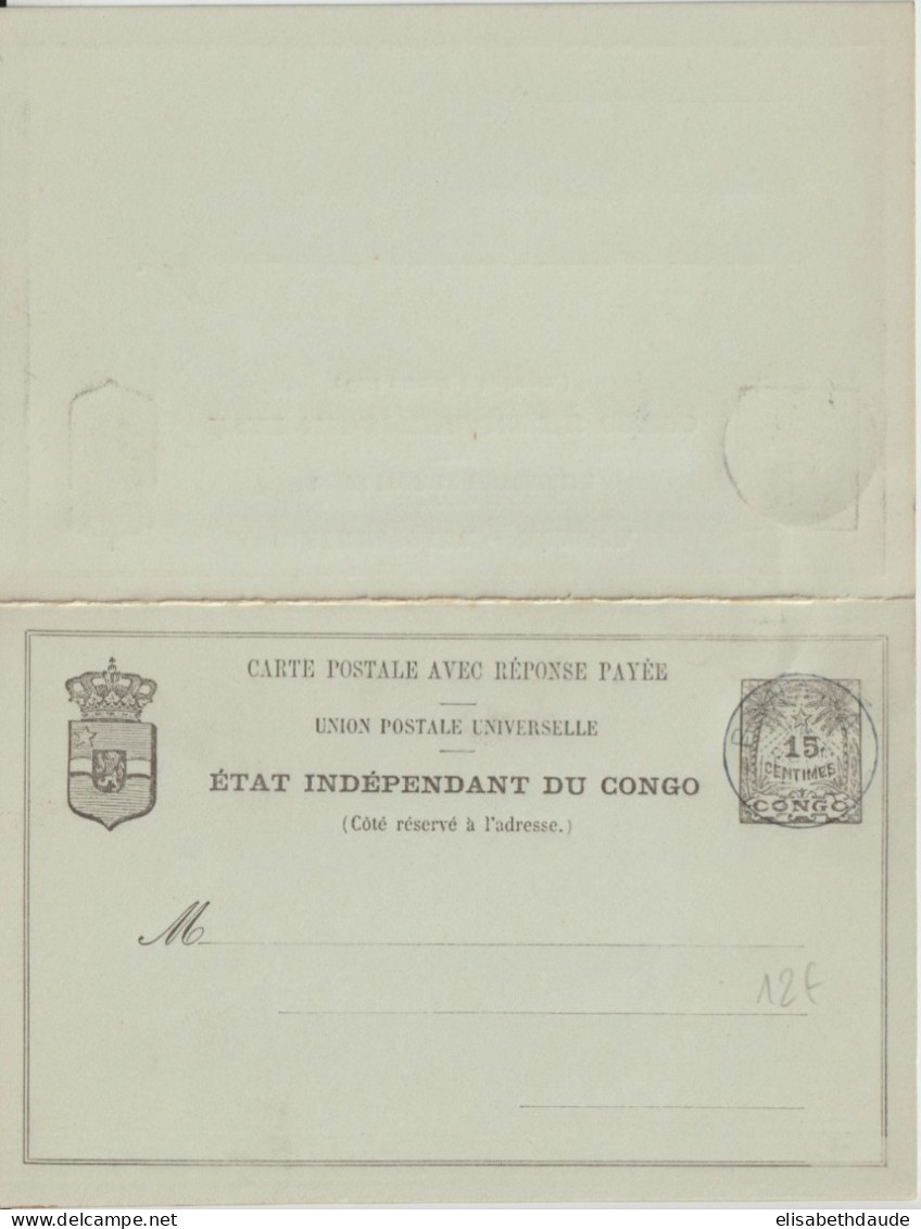 ETAT INDEPENDANT DU CONGO - CP ENTIER Avec REPONSE PAYEE ! - Stamped Stationery