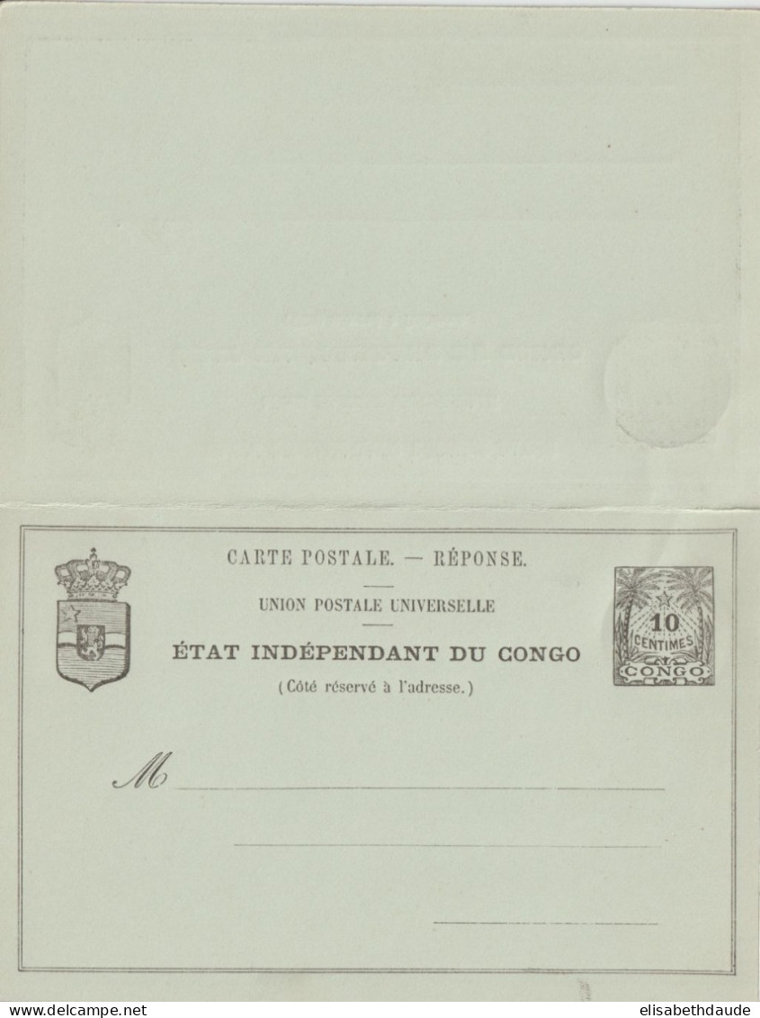 ETAT INDEPENDANT DU CONGO - CP ENTIER Avec REPONSE PAYEE ! - Stamped Stationery