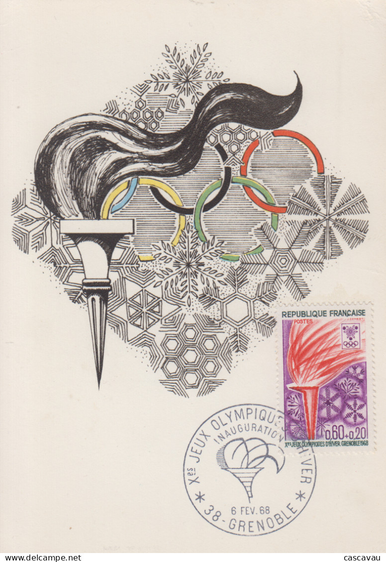 Carte  Maximum   FRANCE    Inauguration   Jeux  Olympiques  D' Hiver   GRENOBLE   1968 - Invierno 1968: Grenoble
