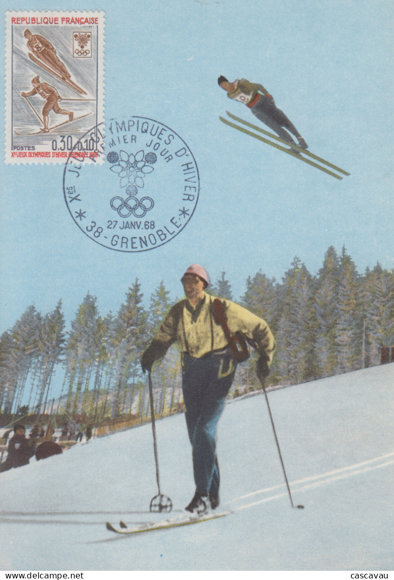 Carte  Maximum  1er  Jour   FRANCE   Jeux  Olympiques  D' Hiver   GRENOBLE   1968 - Winter 1968: Grenoble
