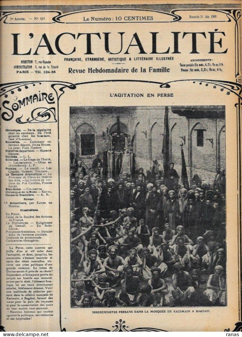 Revue L'actualité N° 441 De 1908 Perse Iran Le Shah - Other & Unclassified