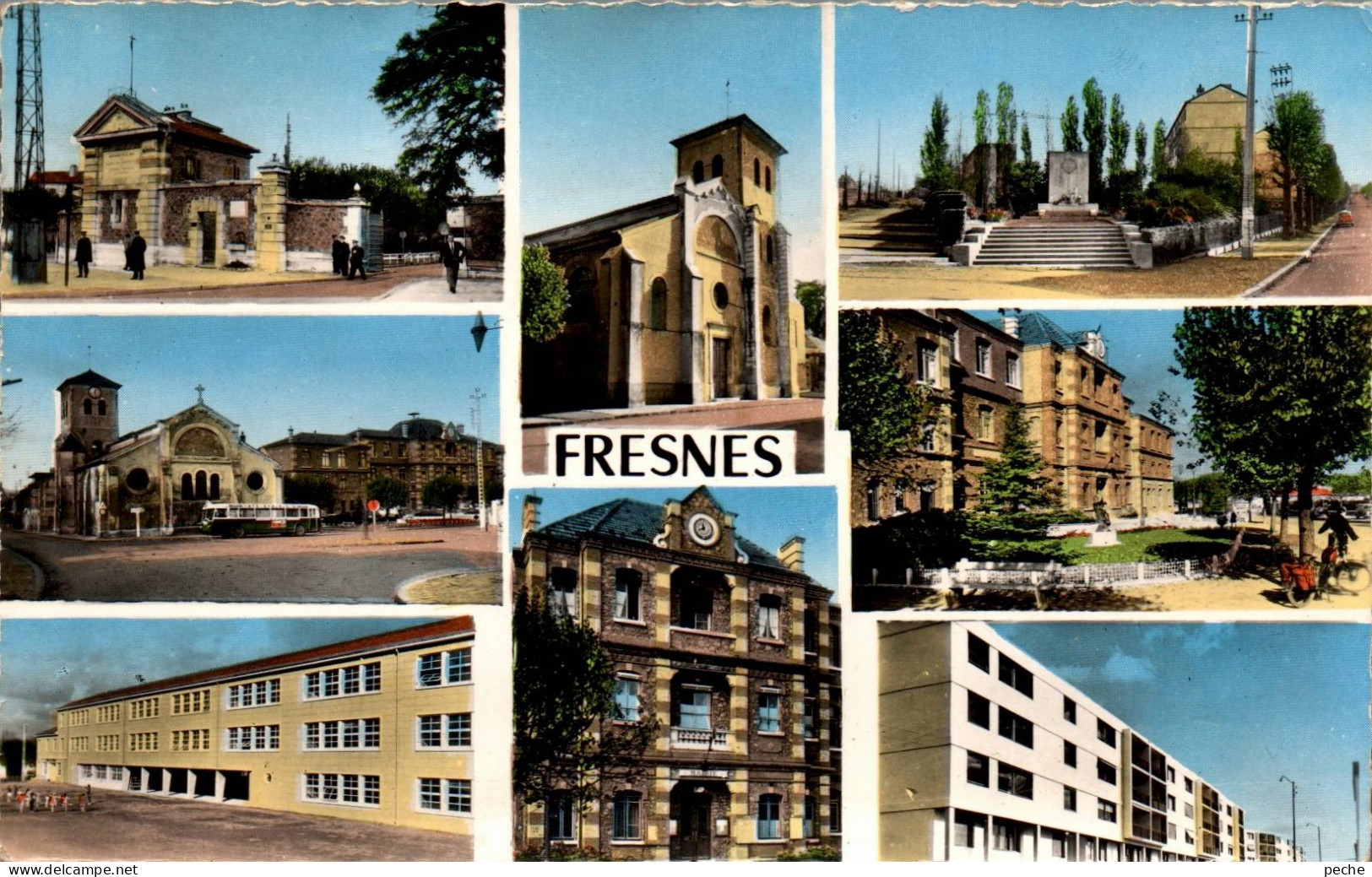 N°121198 -cpsm Fresnes -multivues- - Fresnes