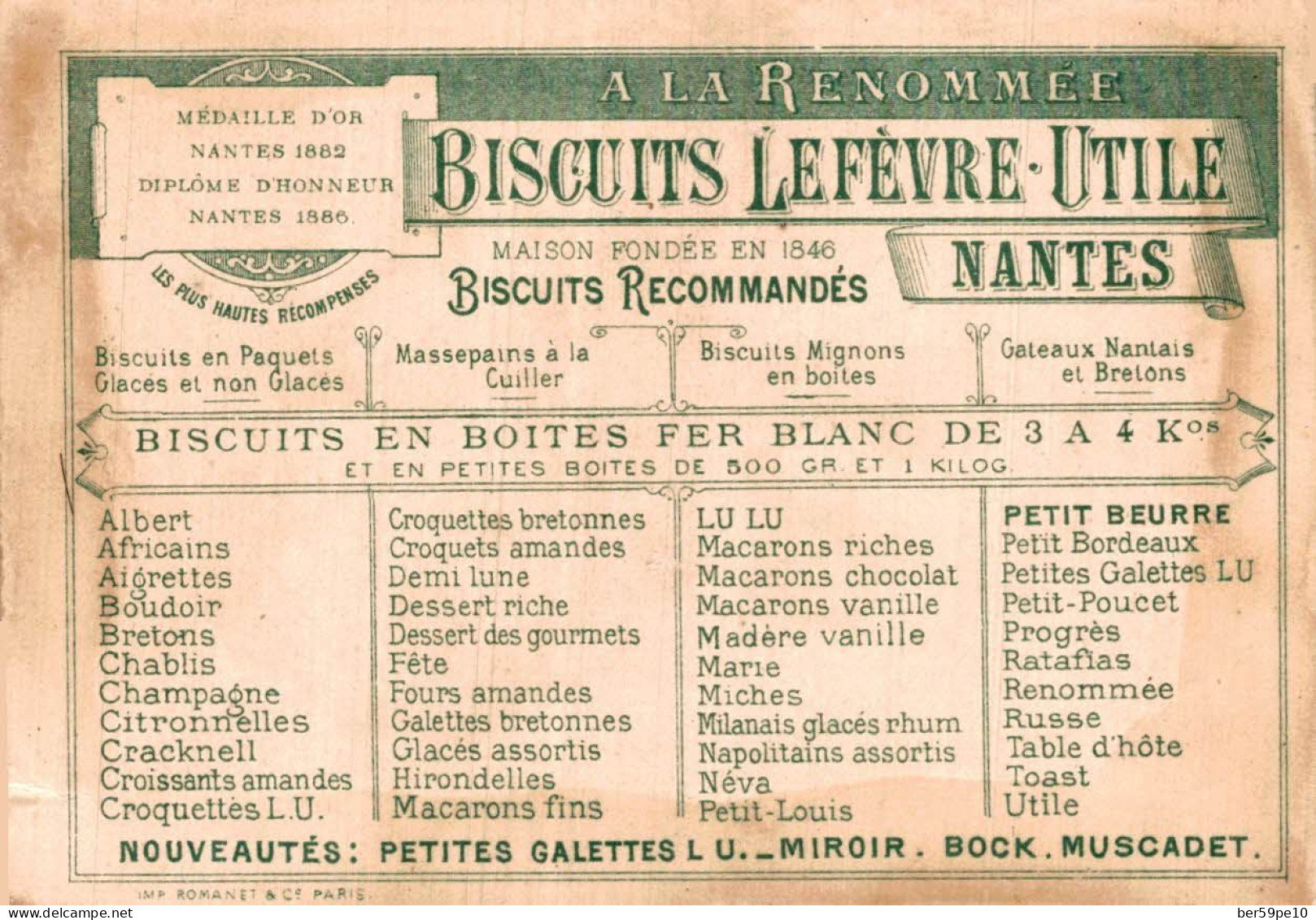 CHROMO BISCUITS LEFEVRE-UTILE LU NANTES VOL AVEC LES OIES - Lu