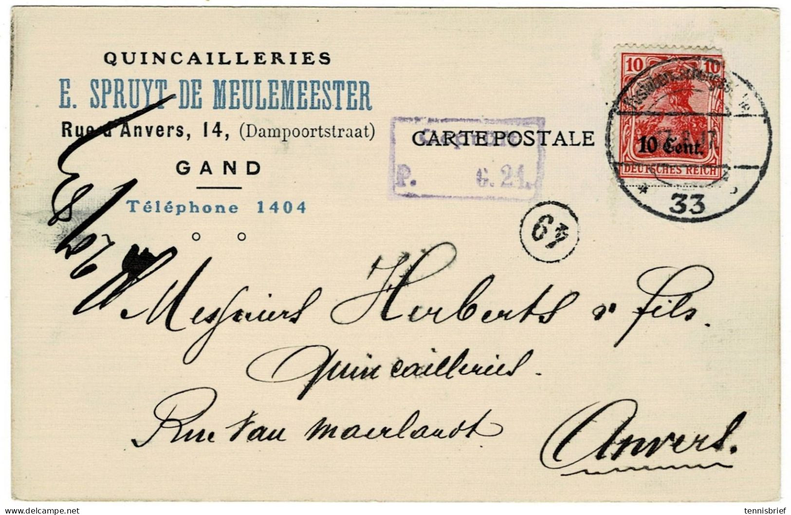 Etapes, 1917, Grand Pour Anvers, A 8048 - OC26/37 Zonas Iniciales
