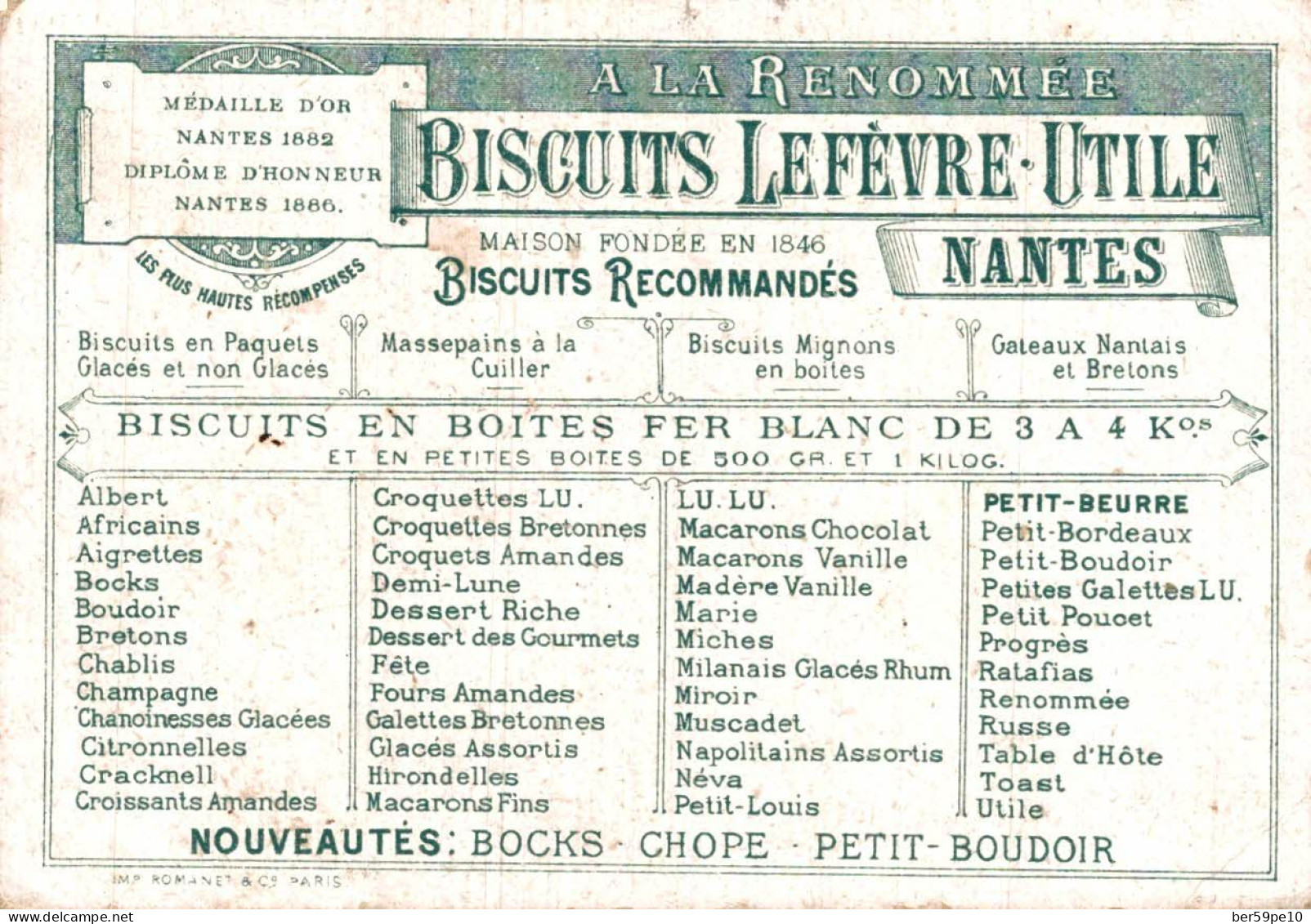 CHROMO BISCUITS LEFEVRE-UTILE LU NANTES LE PETIT POUCET - Lu