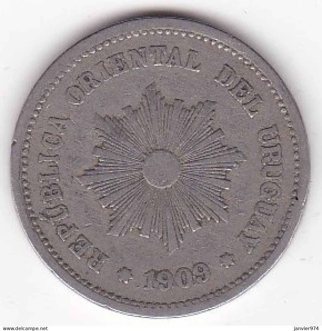 Uruguay 5 Centesimos 1909 A , En Copper Nickel , KM# 21 - Uruguay