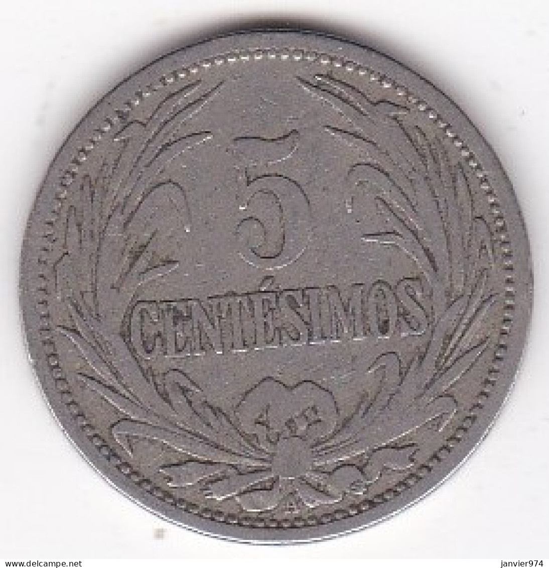 Uruguay 5 Centesimos 1909 A , En Copper Nickel , KM# 21 - Uruguay