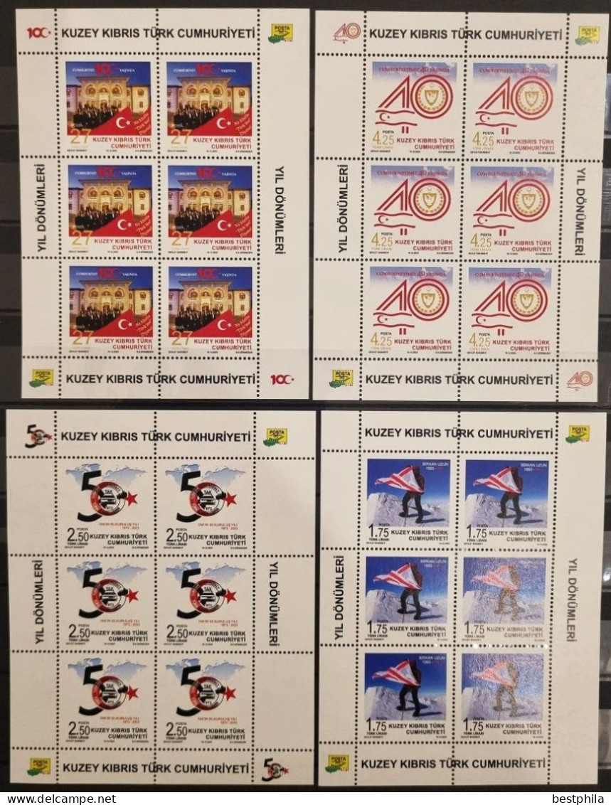 2023 - Türkish Cyprus - 100.Year Anniver. Of Turkey And 40.Year Anniver.Cyprus - 4.Sheetlet Of 6 Stamps ** MNH - Nuovi