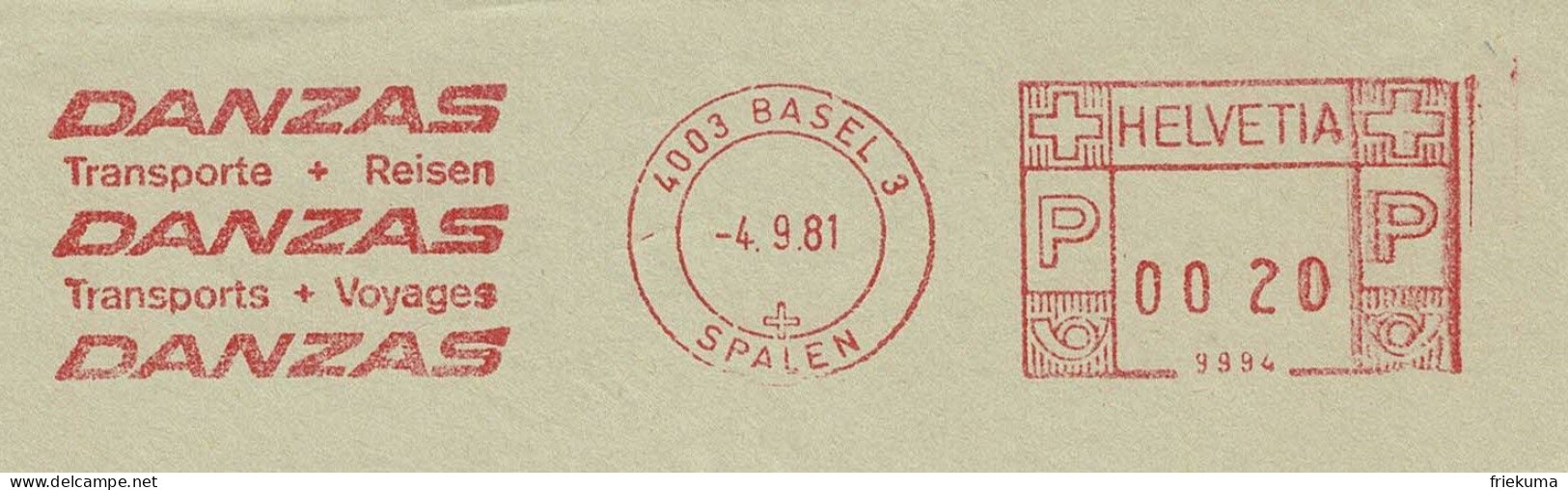 Schweiz / Helvetia 1981, Freistempel / EMA / Meterstamp Danzas Transporte Reisen Basel - Trucks