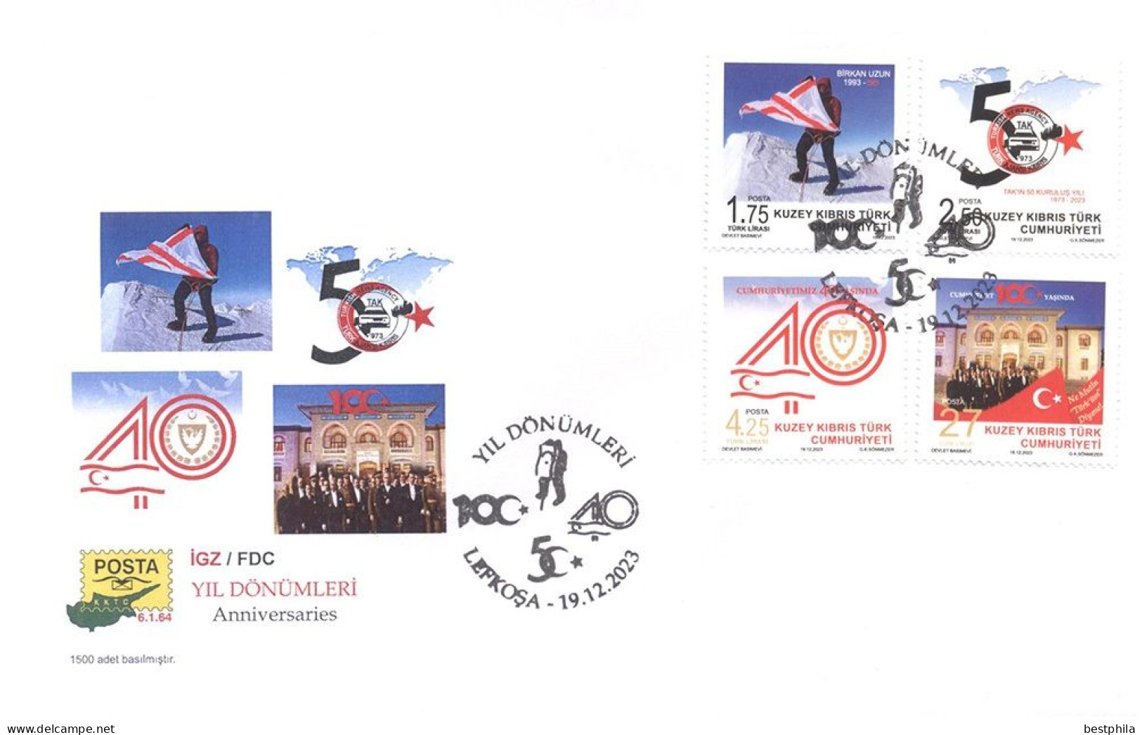 2023 - Türkish Cyprus - 100.Year Anniver. Of Turkey And 40.Year Anniver.Cyprus - FDC - Brieven En Documenten