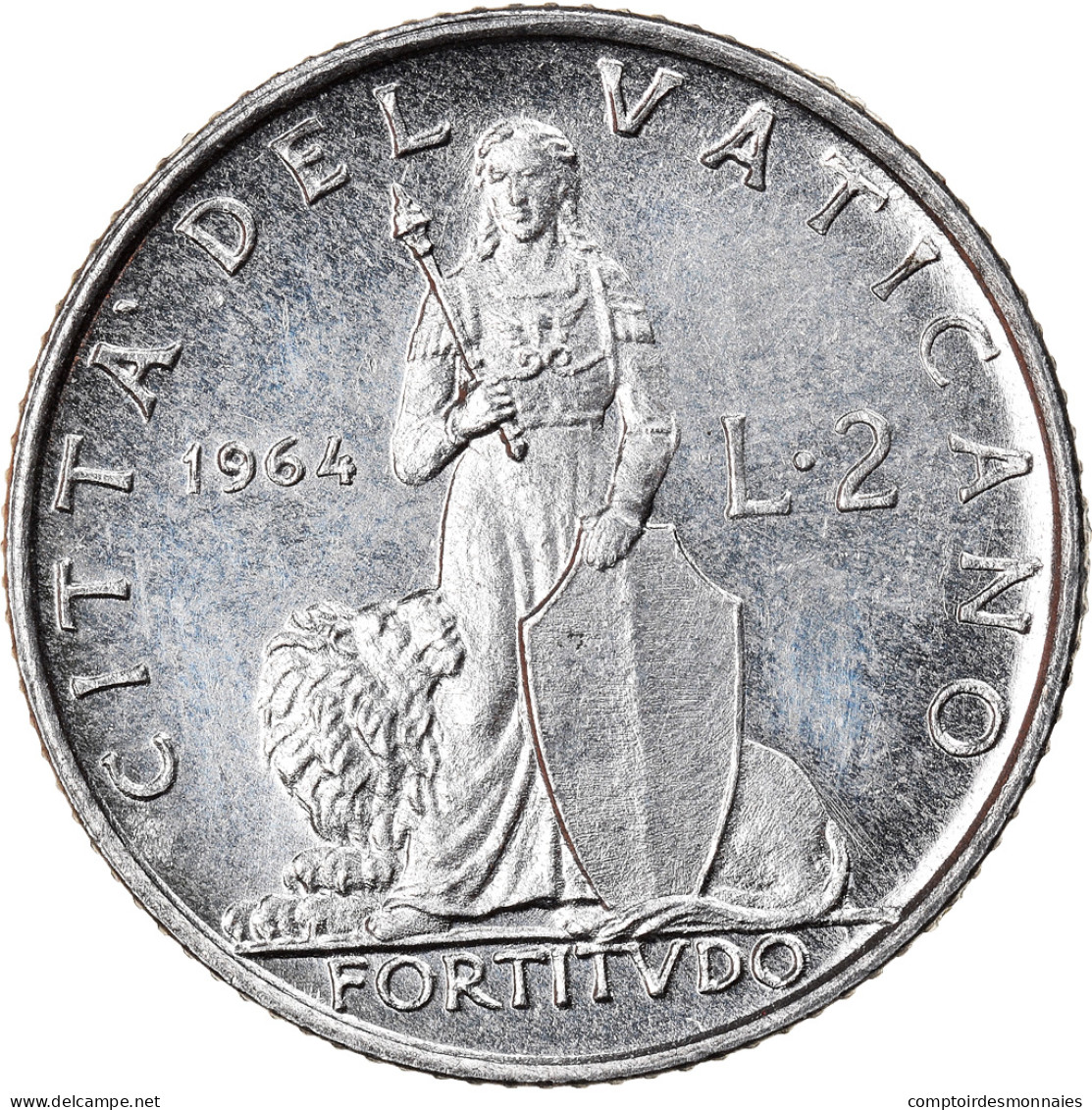 Monnaie, Cité Du Vatican, Paul VI, 2 Lire, 1964, SPL, Aluminium, KM:77.2 - Vatican